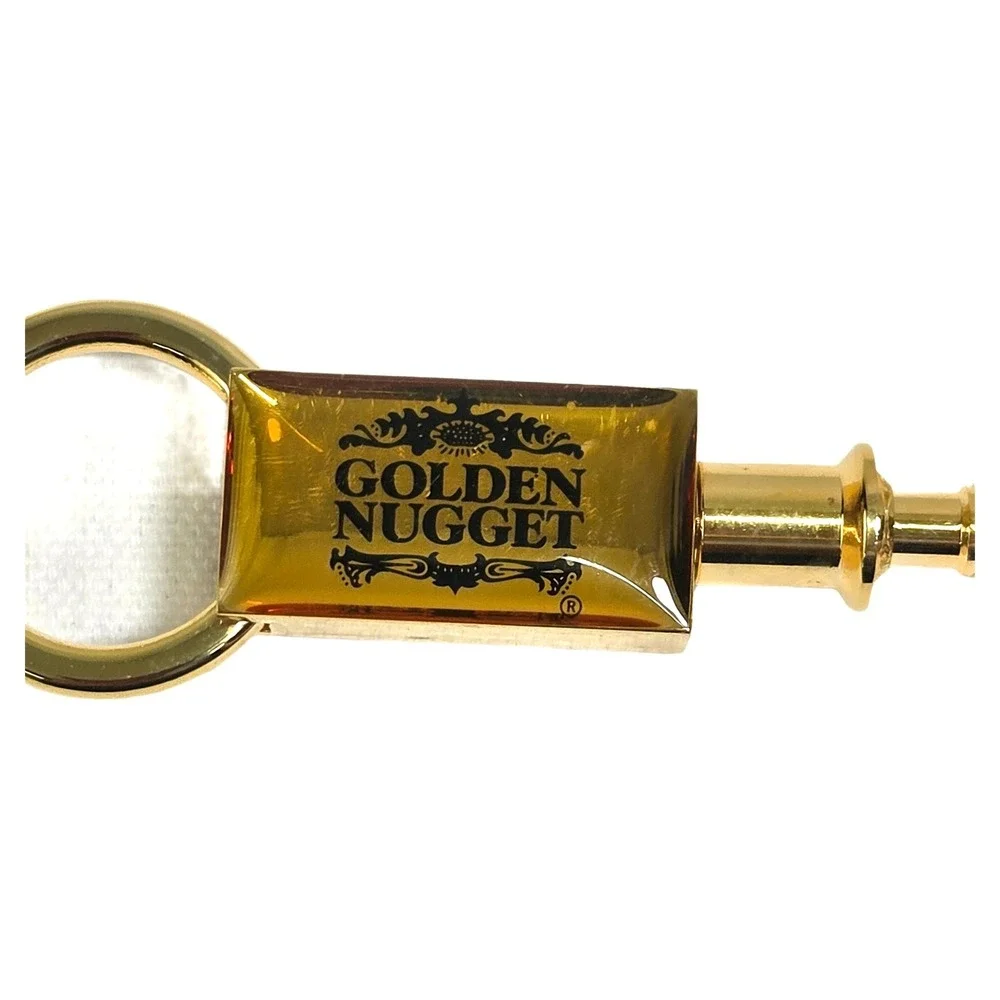 Golden Nugget Casino Las Vegas Gold Tone Quick Release Valet Keychain Novelty